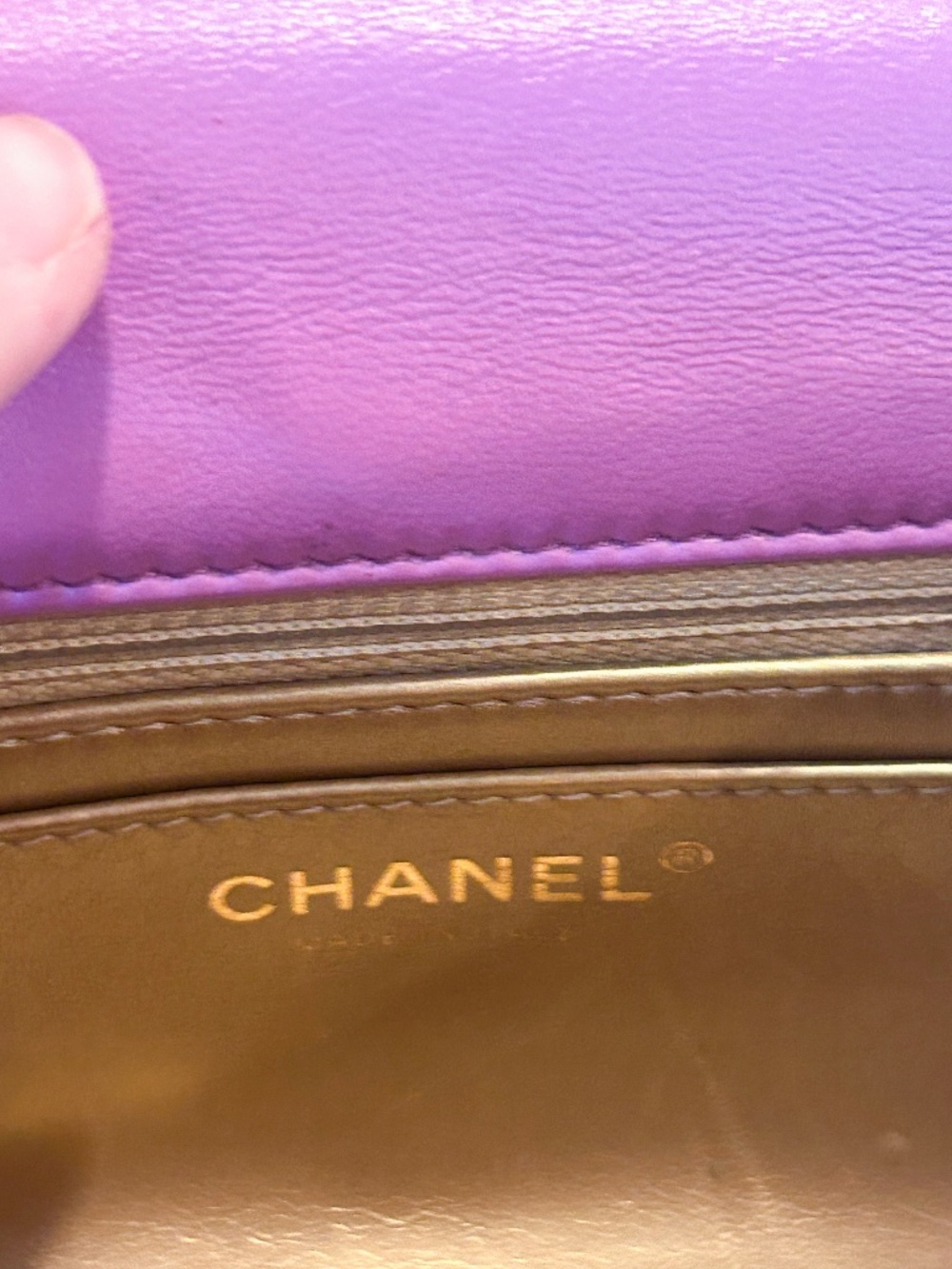 Chanel 22s Mini Square Bag Purple Pearl Crush Quilted Purse Handbag Gold - Picture 9 of 14